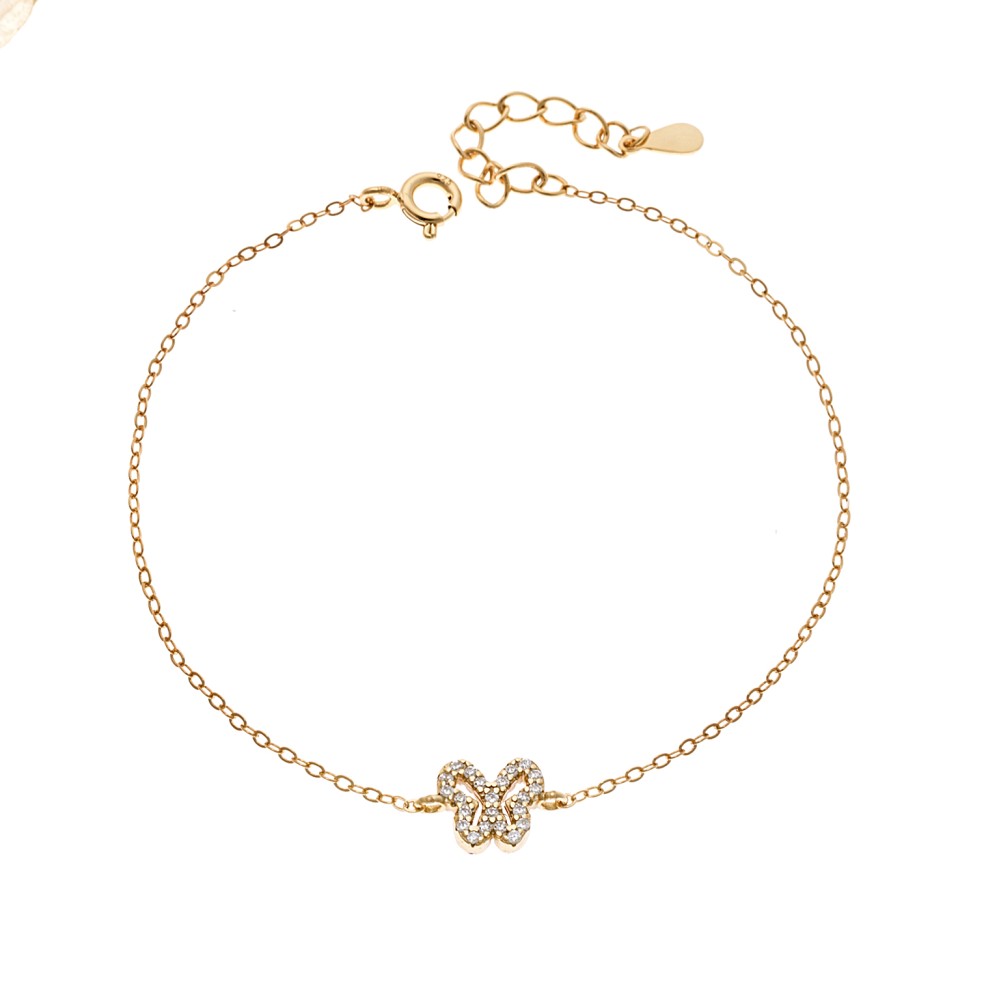 Βραχιόλι SENZA Πεταλούδα Gold Plated Ασήμι 925 Double Face Pink - SSR4451GPK