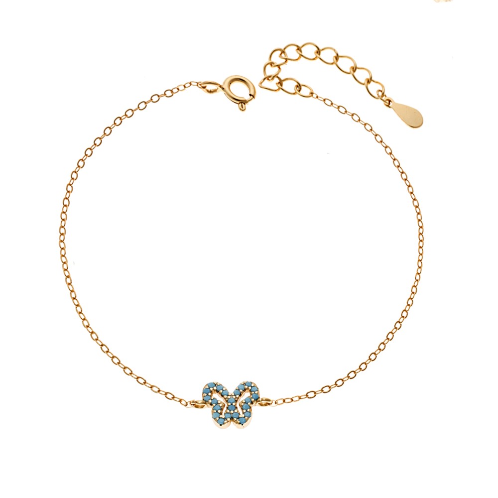 Βραχιόλι SENZA Πεταλούδα Gold Plated Ασήμι 925 Double Face Turquoise - SSR4451GTQ