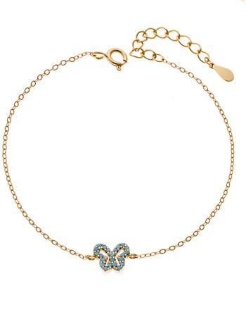 Βραχιόλι SENZA Πεταλούδα Gold Plated Ασήμι 925 Double Face Turquoise - SSR4451GTQ