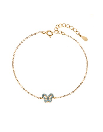 Βραχιόλι SENZA Πεταλούδα Gold Plated Ασήμι 925 Double Face Turquoise - SSR4451GTQ