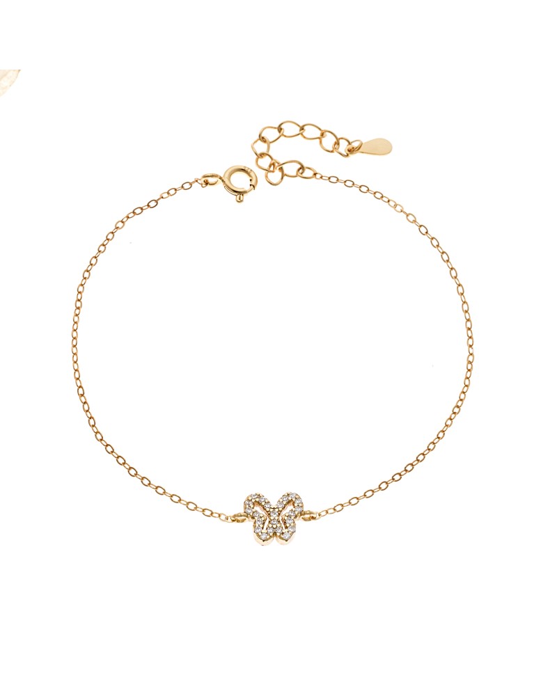 Βραχιόλι SENZA Πεταλούδα Gold Plated Ασήμι 925 Double Face Turquoise - SSR4451GTQ