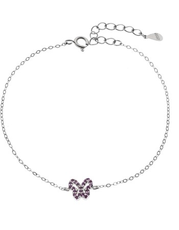 Βραχιόλι SENZA Πεταλούδα Rhodium Plated Ασήμι 925 Double Face Fouchsia - SSR4451SFU