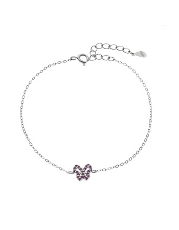 Βραχιόλι SENZA Πεταλούδα Rhodium Plated Ασήμι 925 Double Face Fouchsia - SSR4451SFU