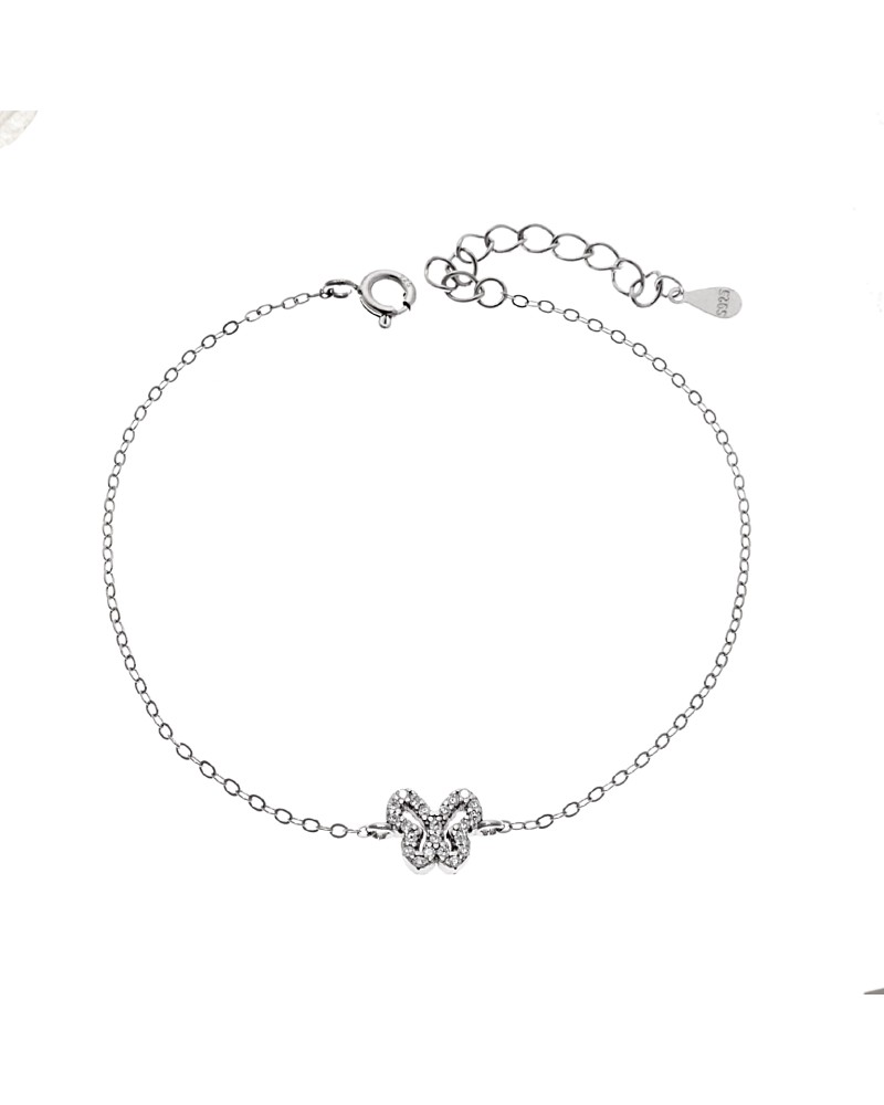 Βραχιόλι SENZA Πεταλούδα Rhodium Plated Ασήμι 925 Double Face Fouchsia - SSR4451SFU