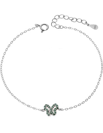 Βραχιόλι SENZA Πεταλούδα Rhodium Plated Ασήμι 925 Double Face Green - SSR4451SGN