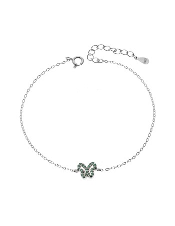 Βραχιόλι SENZA Πεταλούδα Rhodium Plated Ασήμι 925 Double Face Green - SSR4451SGN