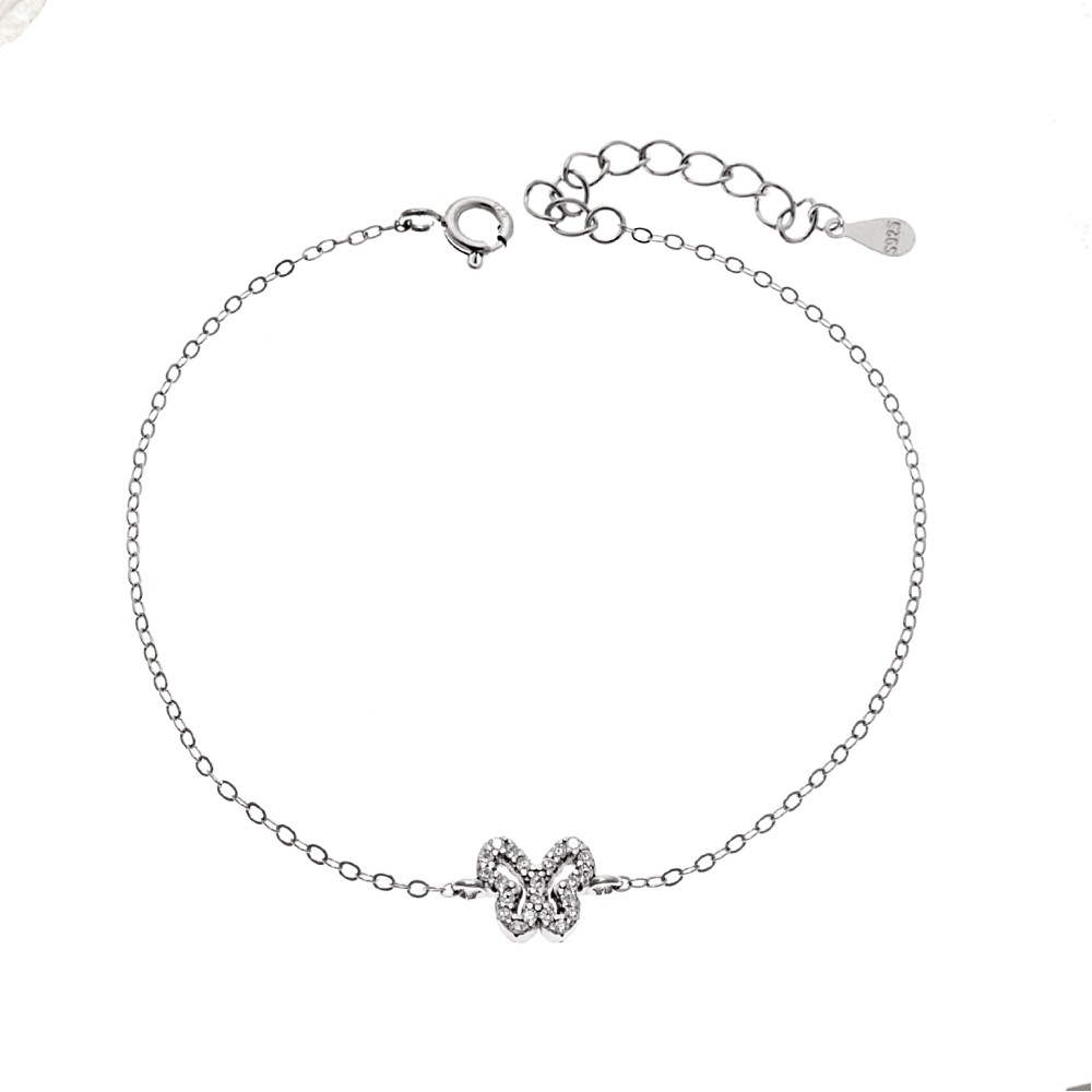 Βραχιόλι SENZA Πεταλούδα Rhodium Plated Ασήμι 925 Double Face Green - SSR4451SGN