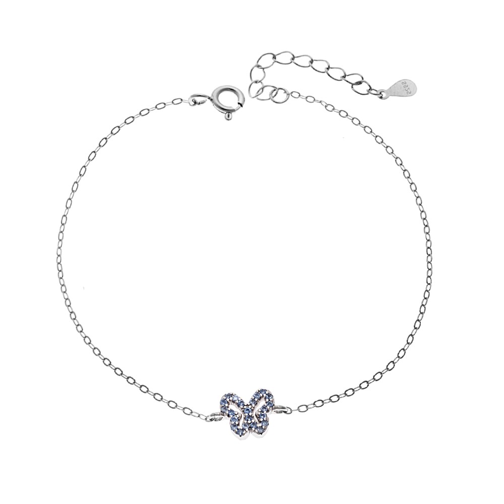 Βραχιόλι SENZA Πεταλούδα Rhodium Plated Ασήμι 925 Double Face Light Blue - SSR4451SLB