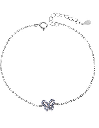 Βραχιόλι SENZA Πεταλούδα Rhodium Plated Ασήμι 925 Double Face Light Blue - SSR4451SLB