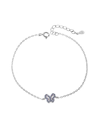 Βραχιόλι SENZA Πεταλούδα Rhodium Plated Ασήμι 925 Double Face Light Blue - SSR4451SLB