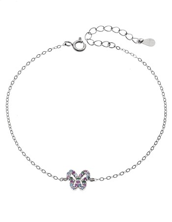 Βραχιόλι SENZA Πεταλούδα Rhodium Plated Ασήμι 925 Double Face Rainbow - SSR4451SMU