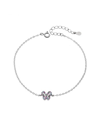 Βραχιόλι SENZA Πεταλούδα Rhodium Plated Ασήμι 925 Double Face Rainbow - SSR4451SMU