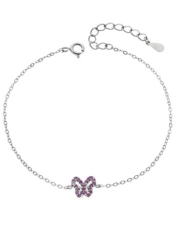 Βραχιόλι SENZA Πεταλούδα Rhodium Plated Ασήμι 925 Double Face Pink - SSR4451SPK