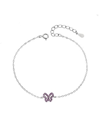 Βραχιόλι SENZA Πεταλούδα Rhodium Plated Ασήμι 925 Double Face Pink - SSR4451SPK