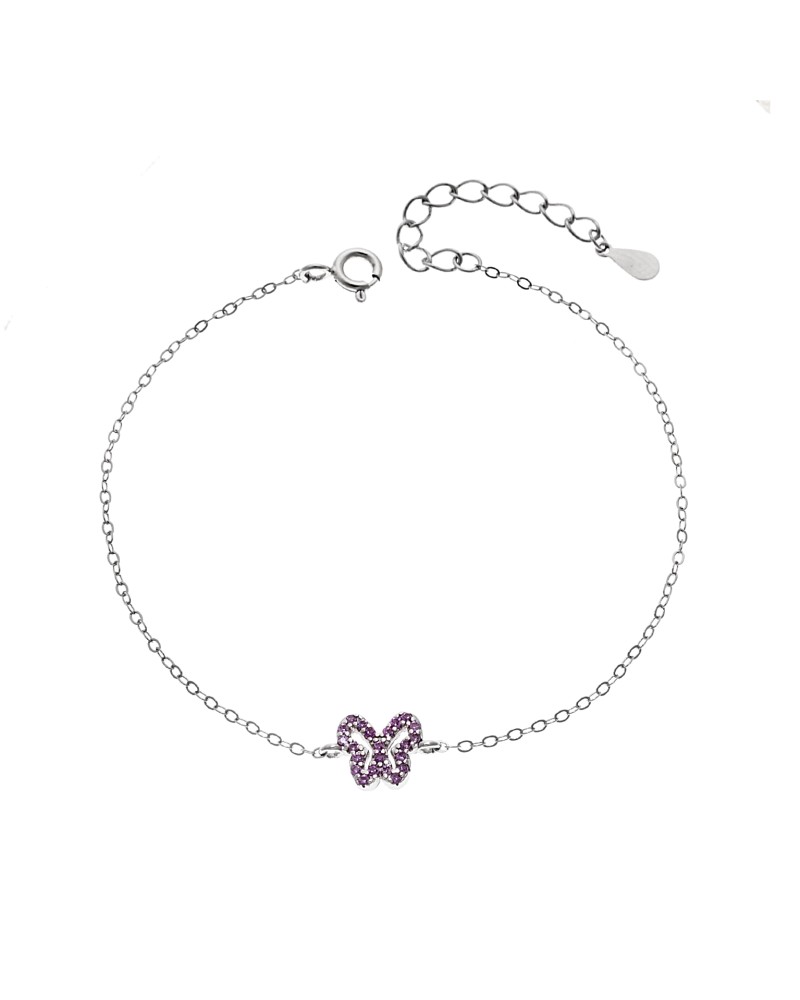 Βραχιόλι SENZA Πεταλούδα Rhodium Plated Ασήμι 925 Double Face Pink - SSR4451SPK