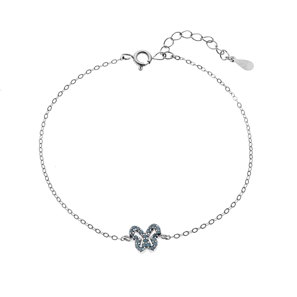 Βραχιόλι SENZA Πεταλούδα Rhodium Plated Ασήμι 925 Double Face Turquoise - SSR4451STQ