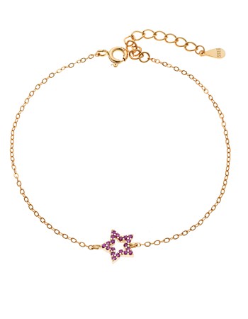 Βραχιόλι SENZA Αστεράκι Gold Plated Ασήμι 925 Double Face Fuchsia - SSR4452GFU