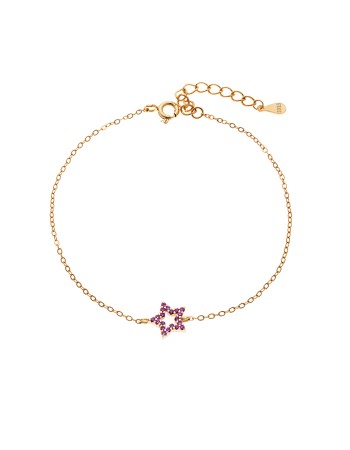Βραχιόλι SENZA Αστεράκι Gold Plated Ασήμι 925 Double Face Fuchsia - SSR4452GFU