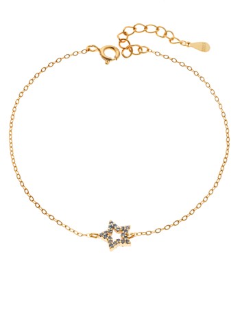 Βραχιόλι SENZA Αστεράκι Gold Plated Ασήμι 925 Double Face Light Blue - SSR4452GLB