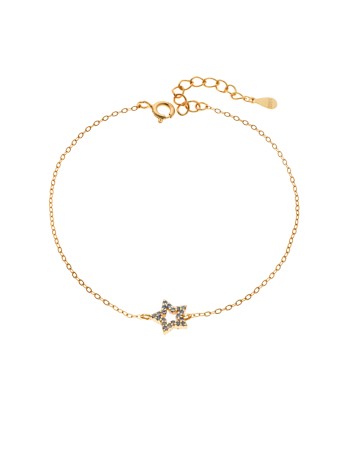 Βραχιόλι SENZA Αστεράκι Gold Plated Ασήμι 925 Double Face Light Blue - SSR4452GLB