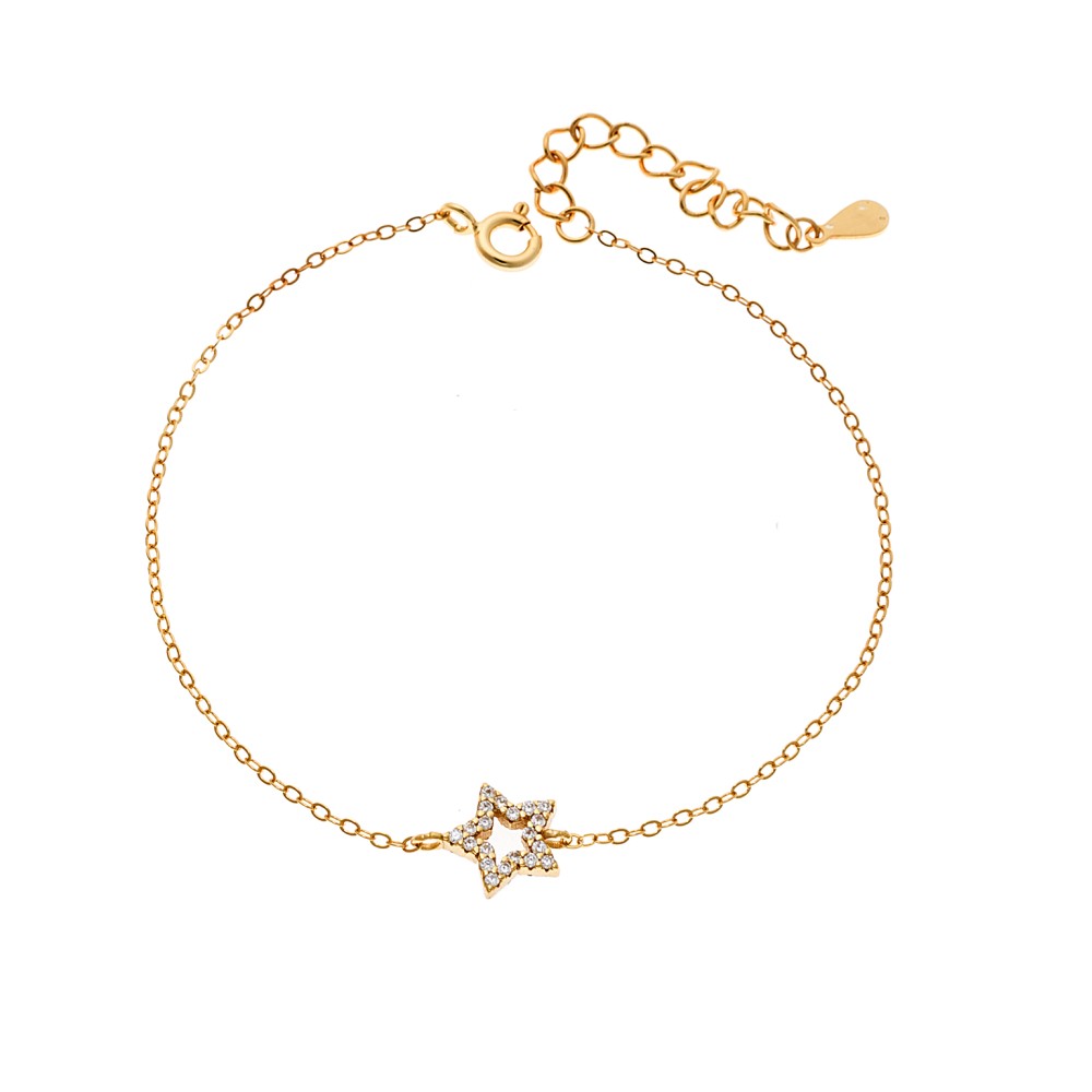 Βραχιόλι SENZA Αστεράκι Gold Plated Ασήμι 925 Double Face Light Blue - SSR4452GLB