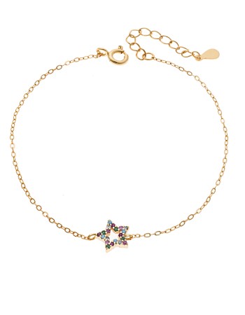 Βραχιόλι SENZA Αστεράκι Gold Plated Ασήμι 925 Double Face Rainbow - SSR4452GMU