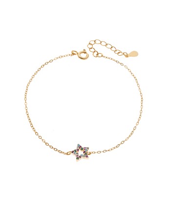 Βραχιόλι SENZA Αστεράκι Gold Plated Ασήμι 925 Double Face Rainbow - SSR4452GMU