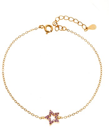 Βραχιόλι SENZA Αστεράκι Gold Plated Ασήμι 925 Double Face Pink - SSR4452GPK