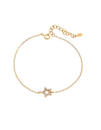 Βραχιόλι SENZA Αστεράκι Gold Plated Ασήμι 925 Double Face Pink - SSR4452GPK