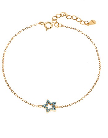 Βραχιόλι SENZA Αστεράκι Gold Plated Ασήμι 925 Double Face Turquoise - SSR4452GTQ