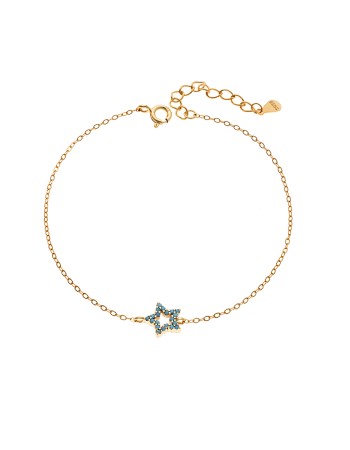 Βραχιόλι SENZA Αστεράκι Gold Plated Ασήμι 925 Double Face Turquoise - SSR4452GTQ