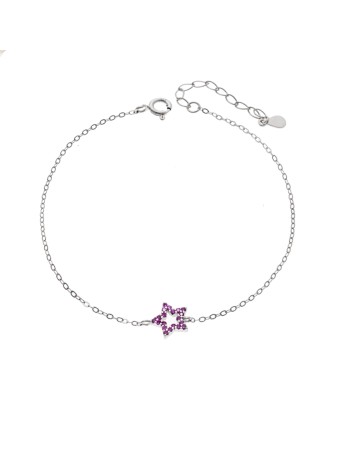 Βραχιόλι SENZA Αστεράκι Rhodium Plated Ασήμι 925 Double Face Fuchsia - SSR4452SFU