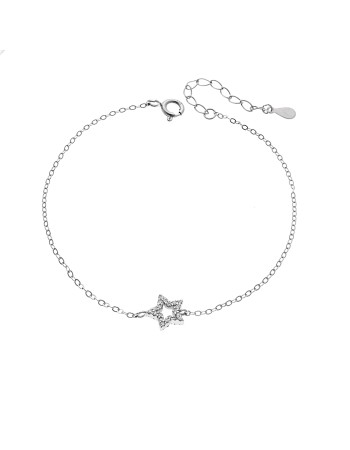 Βραχιόλι SENZA Αστεράκι Rhodium Plated Ασήμι 925 Double Face Fuchsia - SSR4452SFU