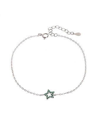 Βραχιόλι SENZA Αστεράκι Rhodium Plated Ασήμι 925 Double Face Green - SSR4452SGN