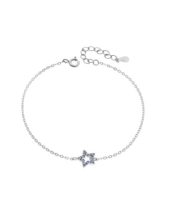 Βραχιόλι SENZA Αστεράκι Rhodium Plated Ασήμι 925 Double Face Light Blue - SSR4452SLB