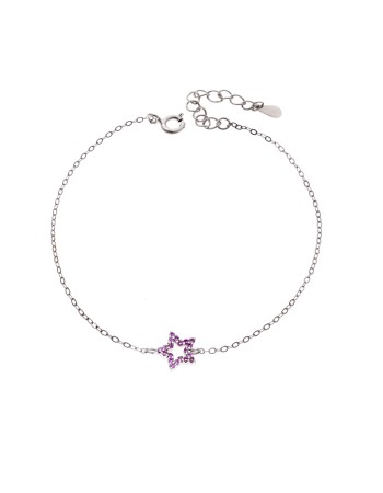 Βραχιόλι SENZA Αστεράκι Rhodium Plated Ασήμι 925 Double Face Pink - SSR4452SPK