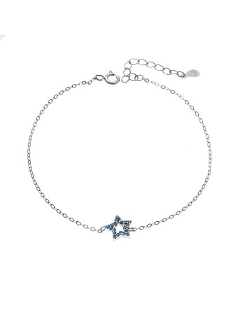 Βραχιόλι SENZA Αστεράκι Rhodium Plated Ασήμι 925 Double Face Turquoise - SSR4452STQ