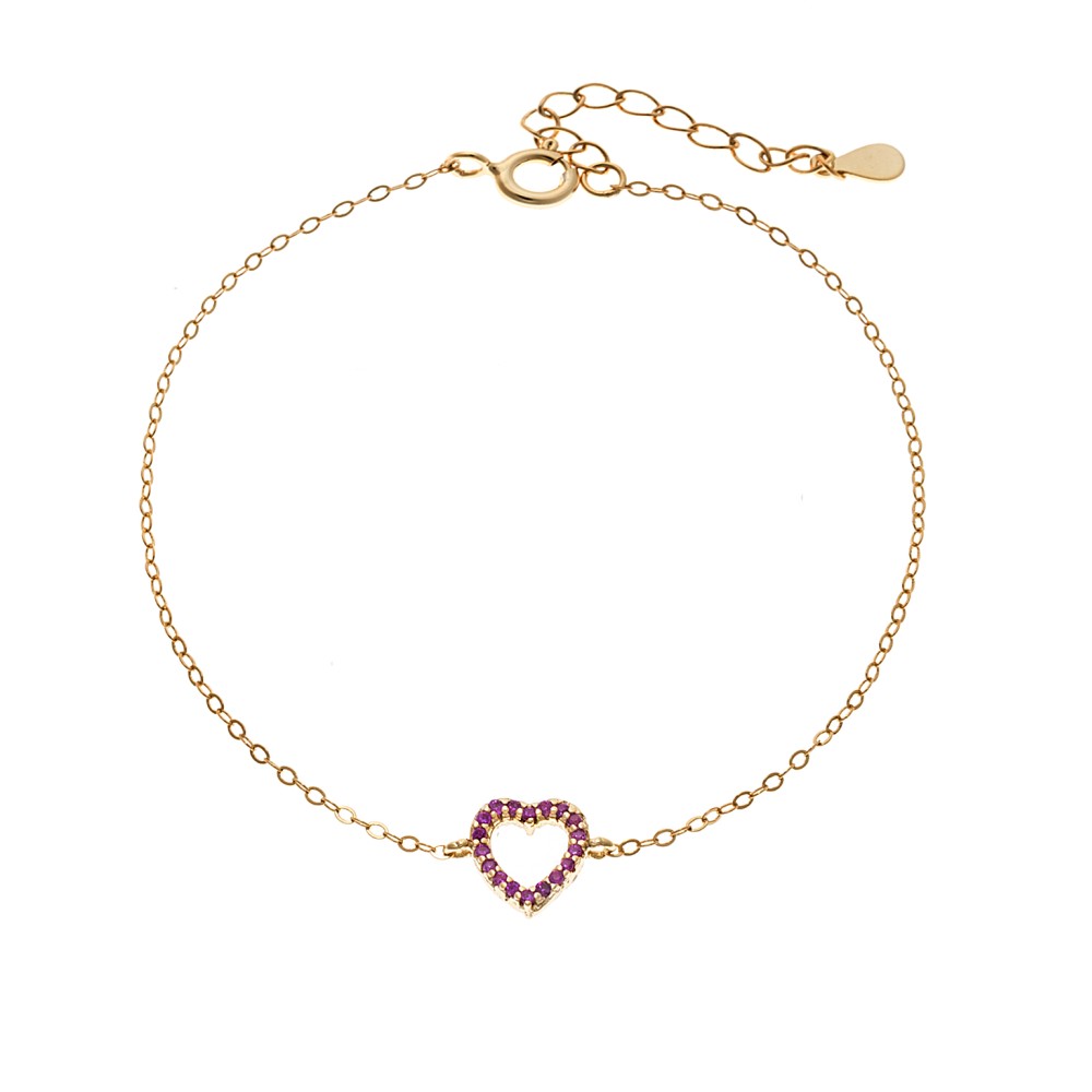 Βραχιόλι SENZA Καρδιά Gold Plated Ασήμι 925 Double Face Fouchsia - SSR4453GFU