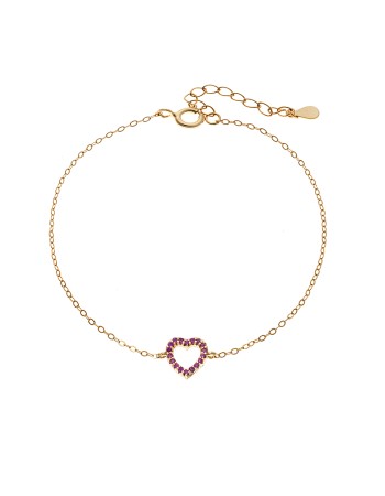 Βραχιόλι SENZA Καρδιά Gold Plated Ασήμι 925 Double Face Fouchsia - SSR4453GFU
