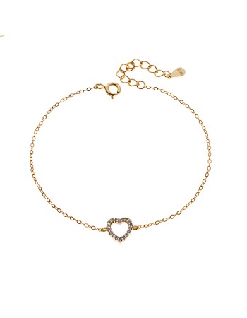 Βραχιόλι SENZA Καρδιά Gold Plated Ασήμι 925 Double Face Turquoise - SSR4453GLB