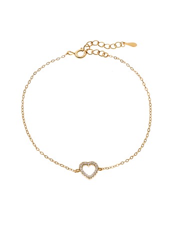 Βραχιόλι SENZA Καρδιά Gold Plated Ασήμι 925 Double Face Turquoise - SSR4453GLB