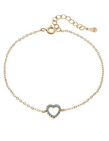 Βραχιόλι SENZA Καρδιά Gold Plated Ασήμι 925 Double Face Turquoise - SSR4453GTQ