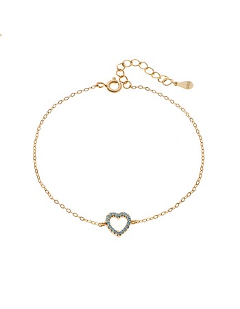 Βραχιόλι SENZA Καρδιά Gold Plated Ασήμι 925 Double Face Turquoise - SSR4453GTQ