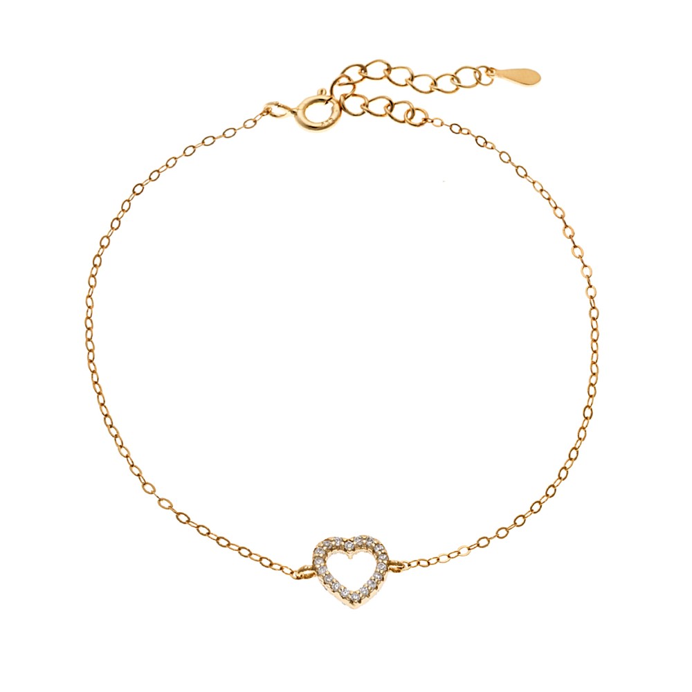 Βραχιόλι SENZA Καρδιά Gold Plated Ασήμι 925 Double Face Turquoise - SSR4453GTQ