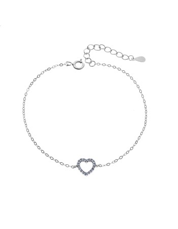 Βραχιόλι SENZA Καρδιά Rhodium Plated Ασήμι 925 Double Face Turquoise - SSR4453SLB