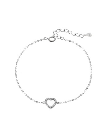 Βραχιόλι SENZA Καρδιά Rhodium Plated Ασήμι 925 Double Face Rainbow - SSR4453SMU