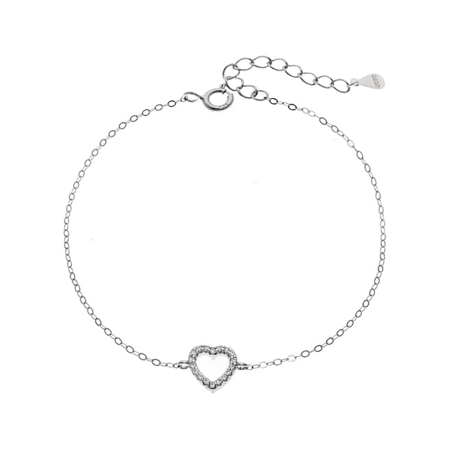 Βραχιόλι SENZA Καρδιά Rhodium Plated Ασήμι 925 Double Face Pink - SSR4453SPK