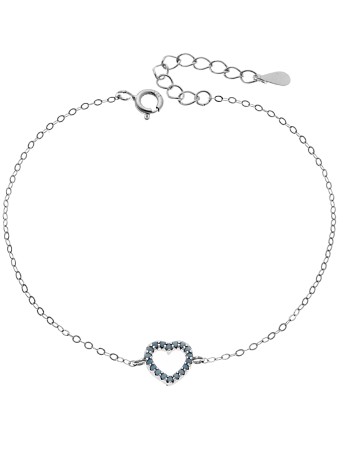 Βραχιόλι SENZA Καρδιά Rhodium Plated Ασήμι 925 Double Face Turquoise - SSR4453STQ