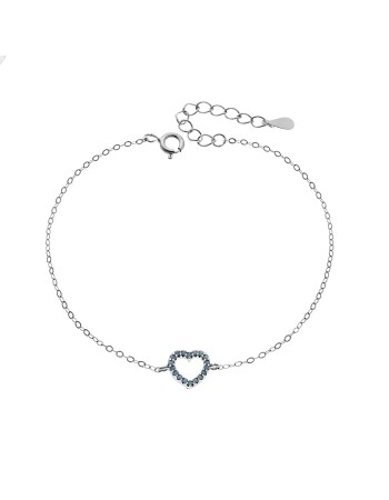 Βραχιόλι SENZA Καρδιά Rhodium Plated Ασήμι 925 Double Face Turquoise - SSR4453STQ