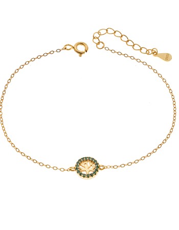 Βραχιόλι SENZA Δέντρο της Ζωής Gold Plated Ασήμι 925 Double Face Green - SSR4454GGN